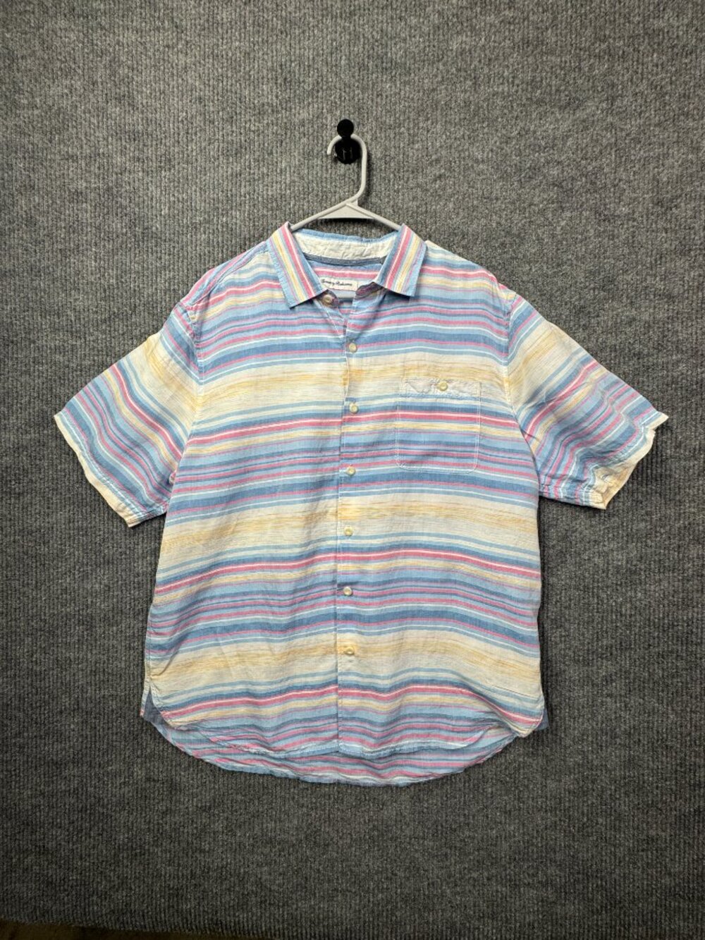 Tommy Bahama Men's Multi-color Sand Sicily Stripe Short Sleeve Button-up Shirt L